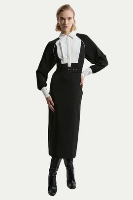 Karen Millen Karen Millen Petite Contrast Collar Midi Dress