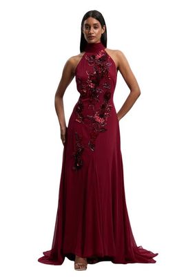 Karen Millen Karen Millen Petite Feather Halter Maxi Dress
