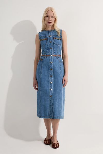 Karen Millen Karen Millen Petite Sleeveless Midi Denim Dress