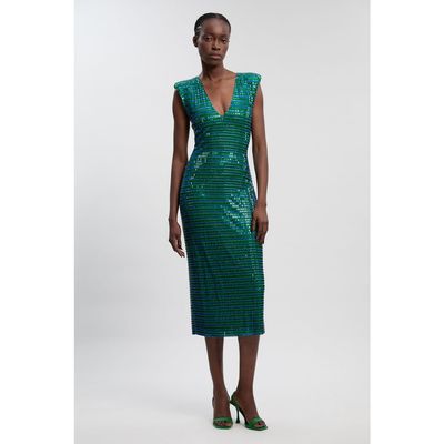 Karen Millen Karen Millen Plunge V-Neck Sleeveless Midi Dress