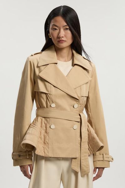 Karen Millen Karen Millen Quilted Padded Peplum Short Trench Coat