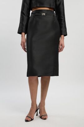 Karen Millen Karen Millen Satin Twill Belted Tailored Midi Skirt