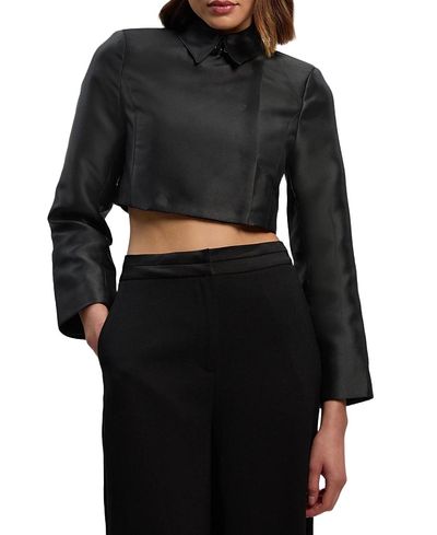 Karen Millen Karen Millen Satin Twill Cropped Wrap Tailored Jacket