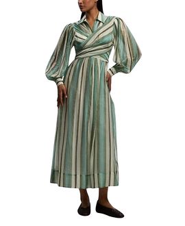 Karen Millen Karen Millen Stripe Organdie Wrap Shirt Dress