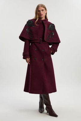 Karen Millen Karen Millen Tailored Funnel-Neck Cape Midi Coat