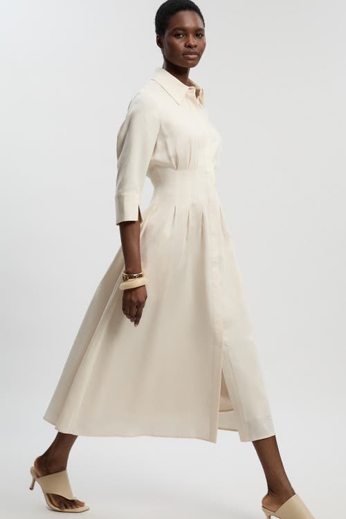 Karen Millen Karen Millen Tailored Linen Darted Waist Midi Dress