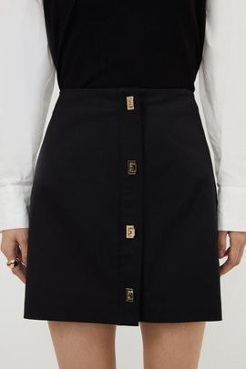 Karen Millen Karen Millen Techno Cotton Gold Clasp Skirt