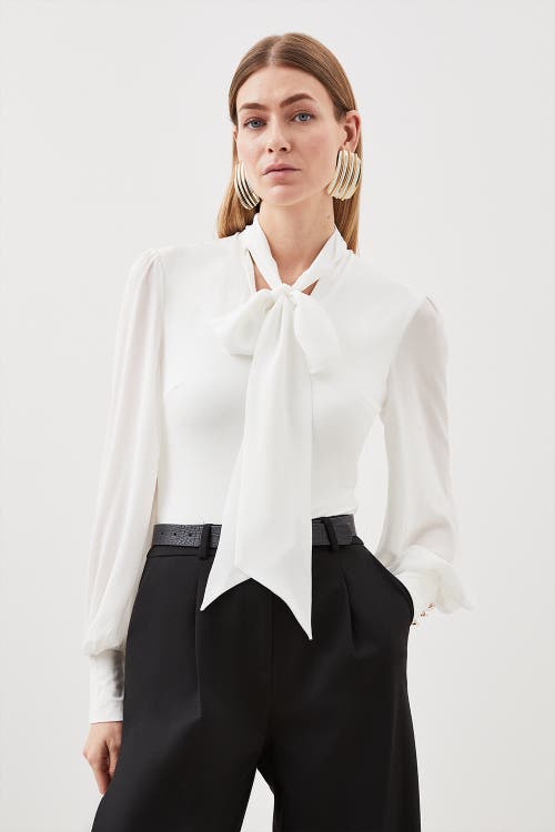 Karen Millen Karen Millen Tie Neck Long Sleeve Bodysuit