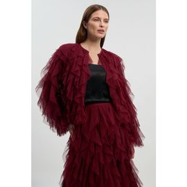 Karen Millen Karen Millen Tulle Ruffle Detail Woven Jacket