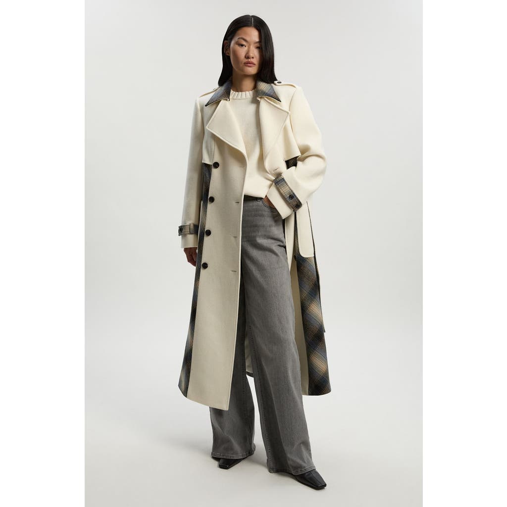 Karen Millen Karen Millen Wool Check Trench Midi Coat