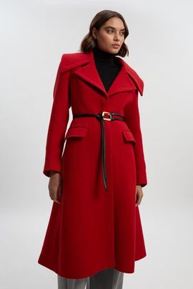Karen Millen Karen Millen Wool Shawl Collar Belted Midi Coat
