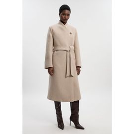 Karen Millen Karen Millen Wool Wrap Neck Tailored Belted Midi Coat