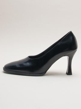 karen white Cowhide Square Toe 8cm Pumps [Black] (KW2753)
