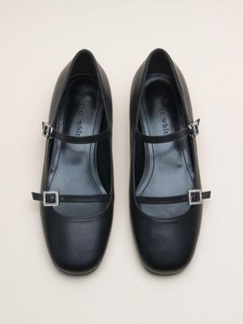 karen white Elegant Strap Cubic 2cm Flat Shoes [Black] (kw2748)