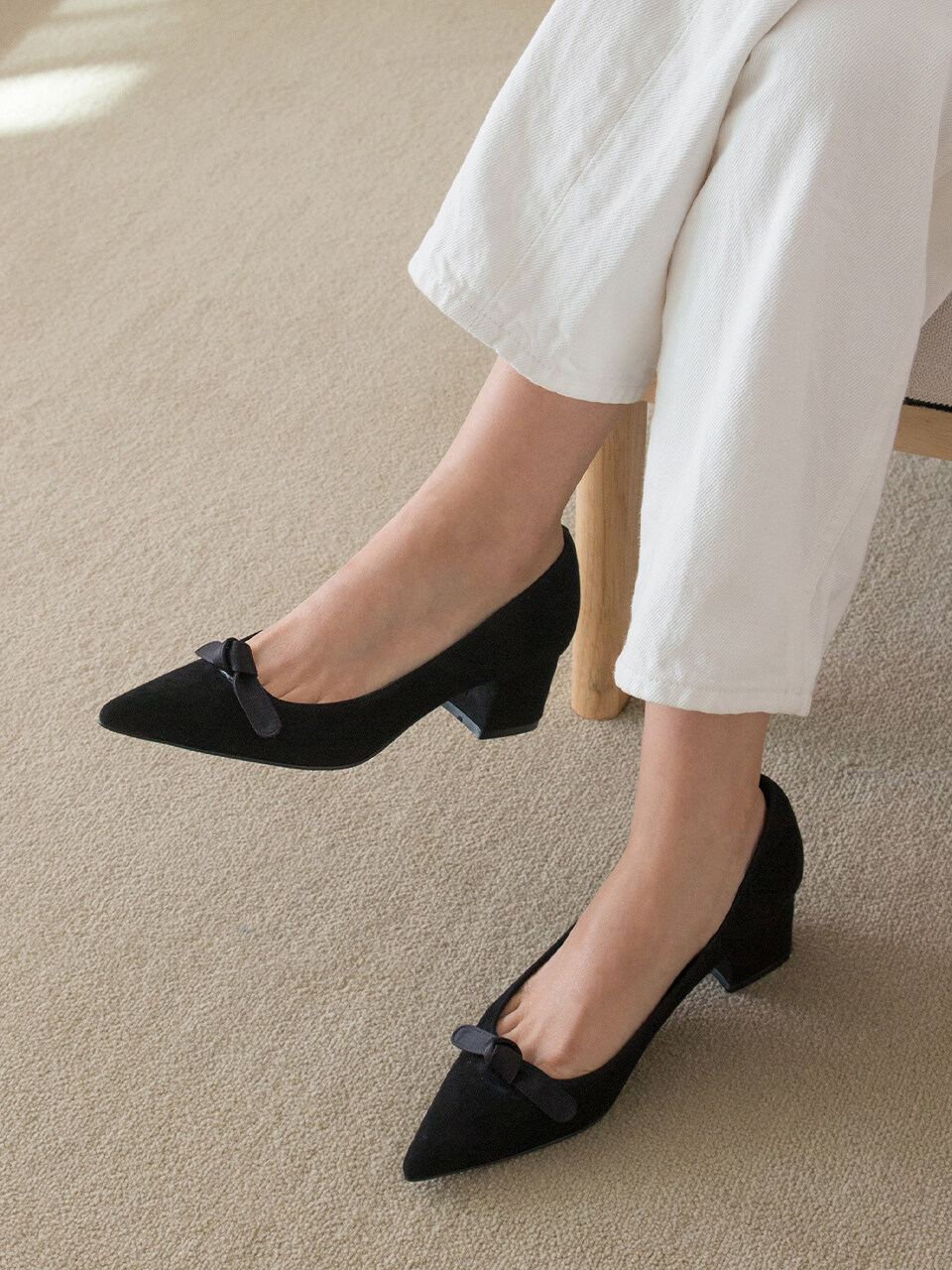 karen white Heap Suede Leather Pumps kw2353 5cm