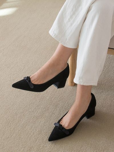 karen white Heap Suede Leather Pumps kw2353 5cm