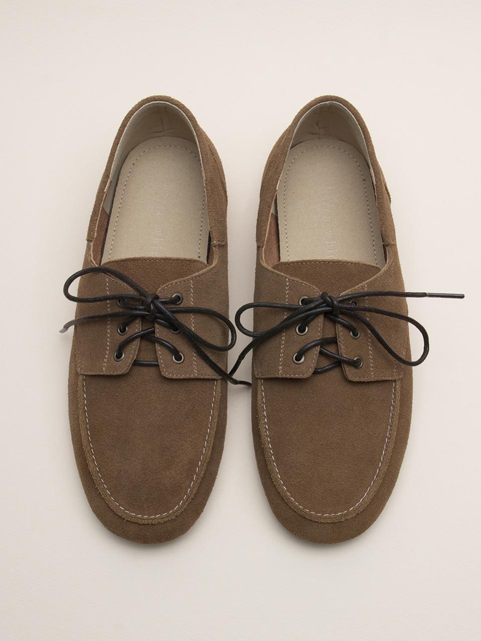 karen white Italian Leather Lace-up 1cm Heel Loafer Shoes (kw2749) [Brown]