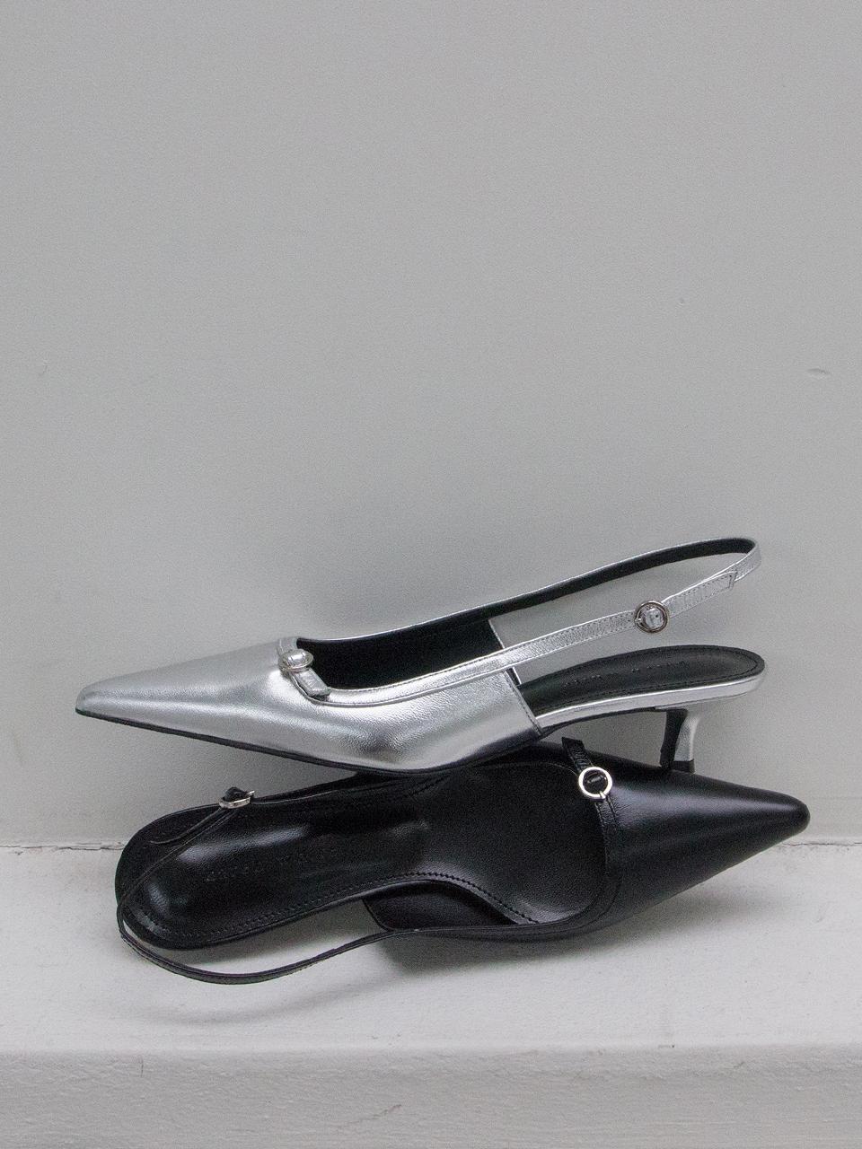 karen white Leather Pointed Toe Slingback Shoes (kw2814)