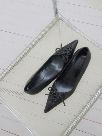 karen white Leather Ribbon Vintage Pumps [Beige] (KW2815)