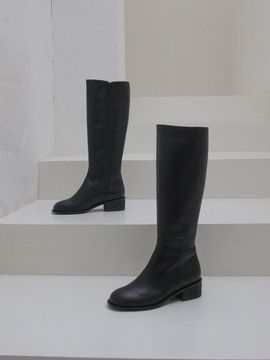 karen white Soft Leather Mid-Calf 4cm Heel Boots (KW2745)