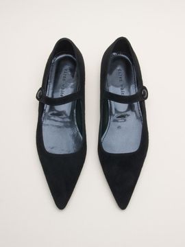 karen white Suede Button Elastic Flat Shoes (KW2747)