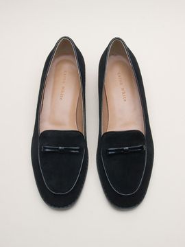 karen white Suede Ribbon 2cm Loafer (kw2754)