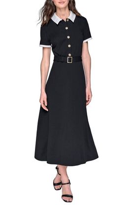 KARL LAGERFELD KARL LAGERFELD Belted Scuba Crepe Midi Dress