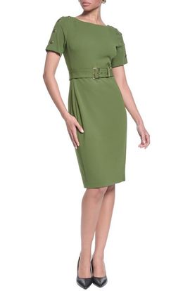 KARL LAGERFELD KARL LAGERFELD Belted Scuba Crepe Sheath