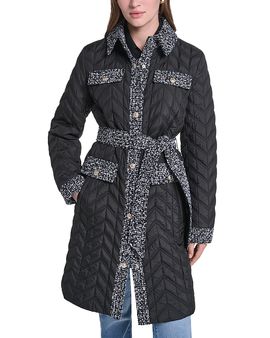 Karl Lagerfeld Paris Karl Lagerfeld Paris Agyness Quilted Contrast Trim Coat