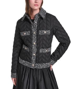 Karl Lagerfeld Paris Karl Lagerfeld Paris Agyness Quilted Contrast Trim Jacket