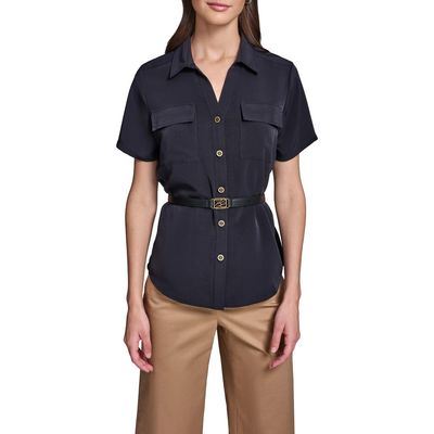 KARL LAGERFELD PARIS KARL LAGERFELD PARIS Belted Button-Up Shirt