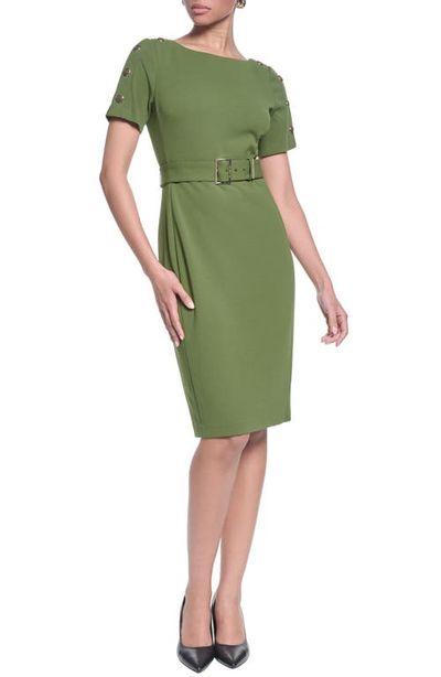 KARL LAGERFELD PARIS KARL LAGERFELD PARIS Belted Scuba Crepe Sheath