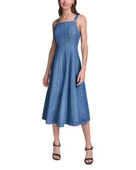 Karl Lagerfeld Paris Karl Lagerfeld Paris Bow Hardware Chambray Denim Midi Dress