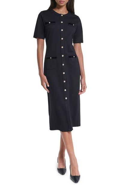 KARL LAGERFELD PARIS KARL LAGERFELD PARIS Button Front Midi Knit Dress