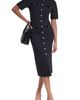 KARL LAGERFELD PARIS KARL LAGERFELD PARIS Button Front Midi Knit Dress - 5