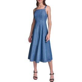 KARL LAGERFELD PARIS KARL LAGERFELD PARIS Chambray Fit & Flare Midi Dress 