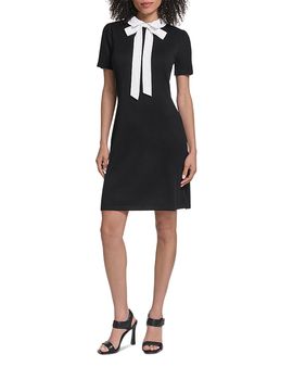 Karl Lagerfeld Paris Karl Lagerfeld Paris Contrast Collar Bow Tie A Line Dress