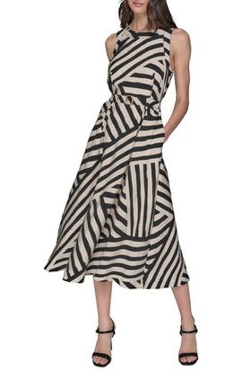 KARL LAGERFELD PARIS KARL LAGERFELD PARIS Crinkle Stripe Midi Dress