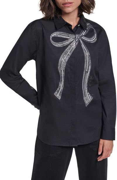 KARL LAGERFELD PARIS KARL LAGERFELD PARIS Crystal Bow Cotton Poplin Shirt