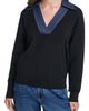 KARL LAGERFELD PARIS KARL LAGERFELD PARIS Denim Collar V-Neck Sweater - 1