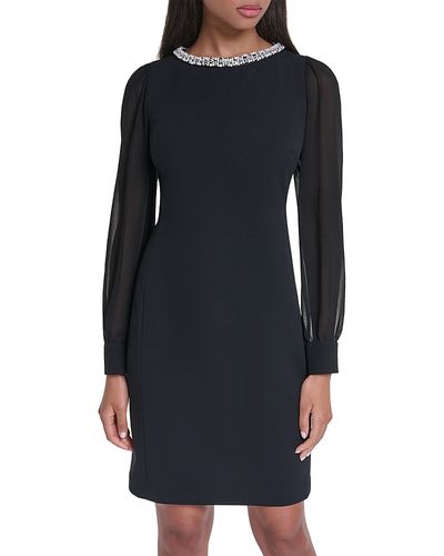 Karl Lagerfeld Paris Karl Lagerfeld Paris Embellished Sheer Sleeve Sheath Dress