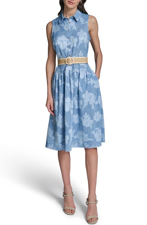 KARL LAGERFELD PARIS KARL LAGERFELD PARIS Flora Sleeveless Denim Midi Dress