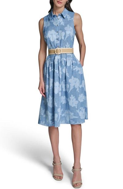 KARL LAGERFELD PARIS KARL LAGERFELD PARIS Flora Sleeveless Denim Midi Dress