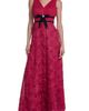 KARL LAGERFELD PARIS KARL LAGERFELD PARIS Floral Bow Waist Sleeveless Gown - 1