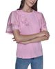 Karl Lagerfeld Paris Karl Lagerfeld Paris Floral Knit Flutter Sleeve Top - 1