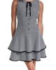 KARL LAGERFELD PARIS KARL LAGERFELD PARIS Fringe Detail Tiered Metallic Tweed Minidress - 5