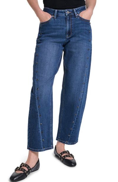 KARL LAGERFELD PARIS KARL LAGERFELD PARIS Grommet Detail Barrel Leg Jeans