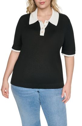 KARL LAGERFELD PARIS KARL LAGERFELD PARIS Johnny Collar Short Sleeve Sweater