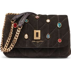 KARL LAGERFELD PARIS KARL LAGERFELD PARIS Lafayette Small Suede Crossbody Bag With Gems