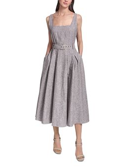 Karl Lagerfeld Paris Karl Lagerfeld Paris Linen Belted Midi Dress